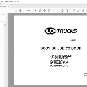 Nissan UD Truck UD1800HD MKA370 UD3300 PKC370 Body Builder Book Manual PDF
