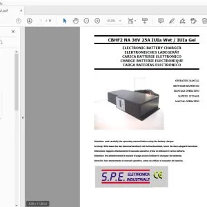 S.P.E. CBHF2 NA 36V 25A IUIa Wet  IUIa Gel ELECTRONIC BATTERY CHARGER OPERATING MANUAL - PDF DOWNLOAD
