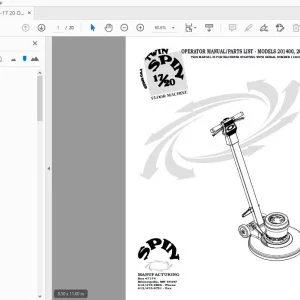 Spin Twin-17/20 Operator & Parts Manual - PDF DOWNLOAD