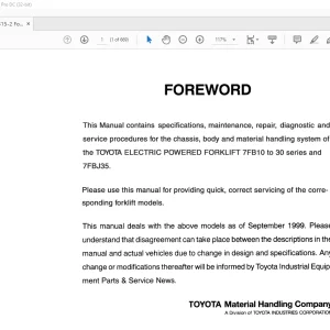 TOYOTA Forklift 7FB10-30 7FBH10-25 7FBJ35 Repair Manual - PDF DOWNLOAD