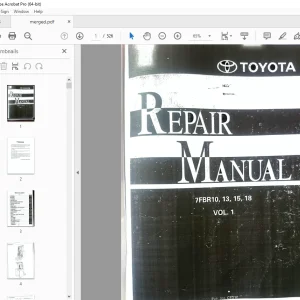 TOYOTA Forklift 7FBR10 7FBR13 7FBR15 7FBR18 Repair Manual (Vol 1 & 2) PDF