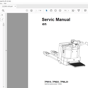TOYOTA Forklift 7PM18, 7PM20, 7PML20 Service Manual 222995-040 PDF