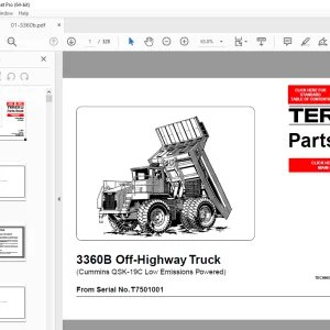 Terex 3360B Off-Highway Truck (Cummins QSK-19C Low Emissions Powered) Parts Manual PDF