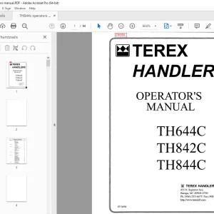 Terex Handlers TH644C TH842C TH844C Operator's Manual PDF