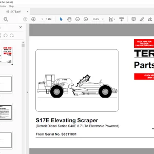Terex S17E Elevating Scraper (Detroit Diesel Series S40E 8.7 LTA Electronic) Parts Manual PDF