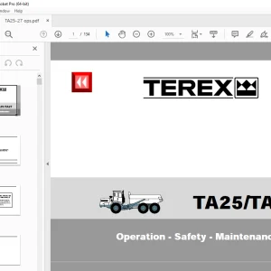 Terex TA25 TA27 Dump Truck Operation Safety Maintenance Manual PN 15272714 PDF