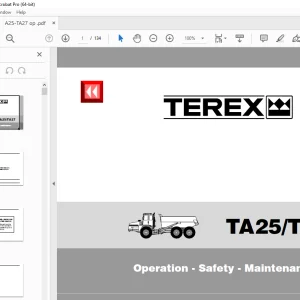 Terex TA25 TA27 Dump Truck Operation Safety Maintenance Manual PN 15274234 PDF