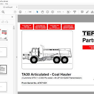 Terex TA30 Truck (Cummins MTA11-C300 Powered with ZF 6WG-260-II ) Parts Manual PDF
