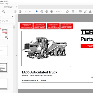 Terex TA35 Articulated Truck (Detroit Diesel Series 60 Powered) Parts Manual PDF