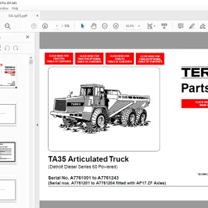 Terex TA35 Articulated Truck (Detroit Diesel Series 60 Powered) Parts Manual PDF
