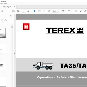 Terex TA35 TA40 Dump Truck Operation Safety Maintenance Manual PN 15272710 PDF