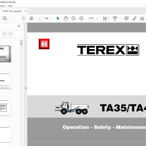 Terex TA35 TA40 Dump Truck Operation Safety Maintenance Manual PN 15275590 PDF
