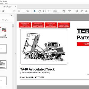 Terex TA40 Articulated Truck (Detroit Diesel Series 60 Powered) Parts Manual PDF