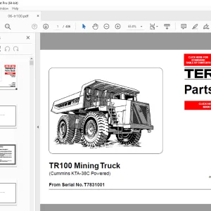 Terex TR100 Mining Truck (Cummins KTA-38C Powered) Parts Manual PDF