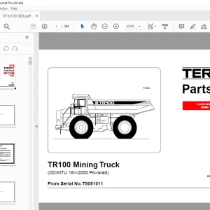 Terex TR100 Mining Truck (DD/MTU 16V-2000 Powered) Parts Manual PDF