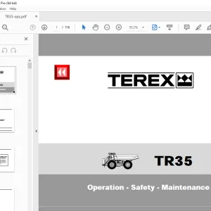 Terex TR35 Dump Truck Operation Safety Maintenance Manual PN 15273177 PDF