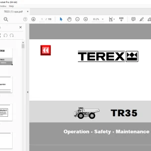 Terex TR35 Dump Truck Operation Safety Maintenance Manual PN 15275610 PDF