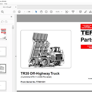 Terex TR35 Off-Highway Truck (Cummins MTA11-C350 Powered) Parts Manual PDF