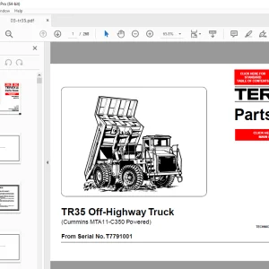 Terex TR35 Off-Highway Truck (Cummins MTA11-C350 Powered) Parts Manual PDF