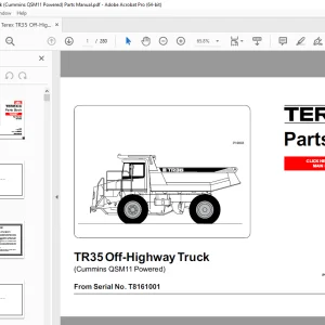 Terex TR35 Off-Highway Truck (Cummins QSM11 Powered) Parts Manual PDF
