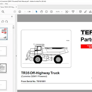 Terex TR35 Off-Highway Truck (Cummins QSM11 Powered) Parts Manual PDF