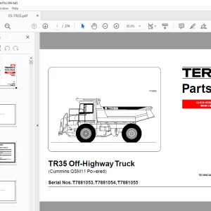 Terex TR35 Off-Highway Truck (Cummins QSM11 Powered) Parts Manual PDF