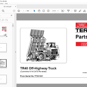 Terex TR40 Off-Highway Truck (Cummins N14-C475 Powered) Parts Manual PDF
