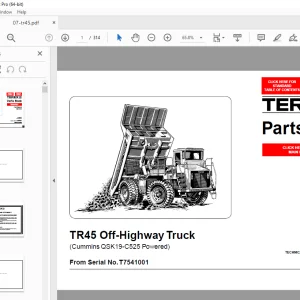 Terex TR45 Off-Highway Truck (Cummins QSK19-C525 Powered) Parts Manual PDF