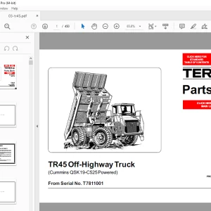 Terex TR45 Off-Highway Truck (Cummins QSK19-C525 Powered) Parts Manual PDF