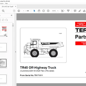 Terex TR45 Off-Highway Truck (Cummins QSK19-C525 Tier 2 Powered) Parts Manual PDF
