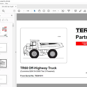 Terex TR60 Off-Highway Truck (Cummins QSK19-C650 Tier 2 Powered) Parts Manual PDF