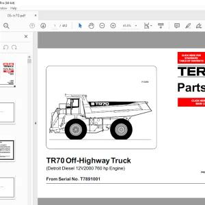 Terex TR70 Off-Highway Truck (Detroit Diesel 12V2000 760 hp Engine) Parts Manual PDF