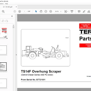 Terex TS14F Overhung Scraper (Detroit Diesel Series 40E Powered) Parts Manual - PDF DOWNLOAD
