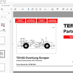 Terex TS14G Overhung Scraper (Detroit Diesel Series 40E Powered) Parts Manual PDF