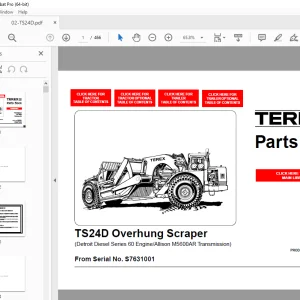 Terex TS24D Overhung Scraper (Detroit Diesel Series 60 Engine/Allison M5600AR ) Parts Manual PDF