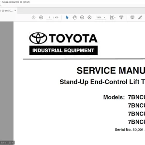 Toyota 7BNCU15 7BNCU18 7BNCU20 7BNCU25 Lift Truck Service Manual PDF