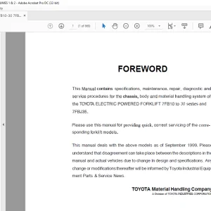 Toyota 7FB10-30 7FBH10-25 7FBJ35 Forklift Service Manual - PDF DOWNLOAD