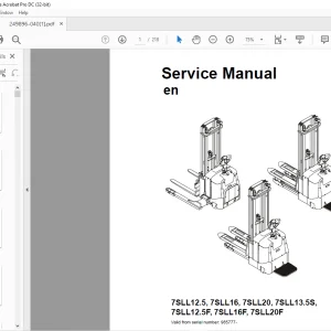 Toyota 7SLL12.5, 7SLL16, 7SLL20, 7SLL13.5S, 7SLL12.5F, 7SLL16F, 7SLL20F Service Manual PDF