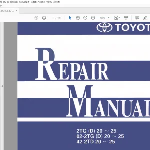 Toyota Forklift 2TG(D)20-25 02-2TG(D)20-25 42-2TD20-25 Repair Manual PDF
