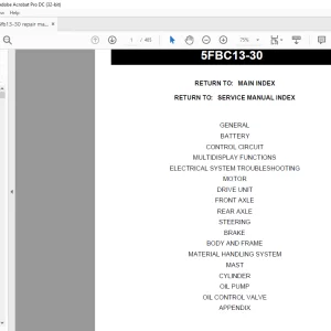 Toyota Forklift 5FBC13-30 Repair Manual - PDF DOWNLOAD