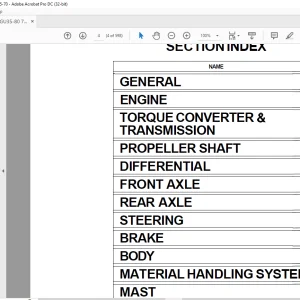 Toyota Forklift 7FGU35-80 7FDU35-80 & 7FGCU35-70 Repair Manual PDF