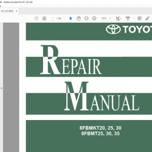 Toyota Forklift 8FBMKT20-30 8FBMT25-35 Repair Manual - PDF DOWNLOAD