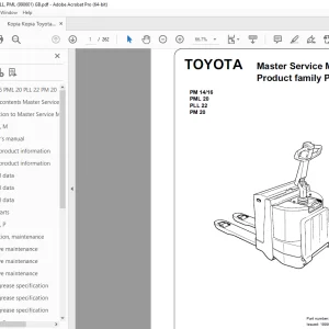 Toyota Forklift PM14 PM16 PM20 PML20 PLL22 Service Manual PDF