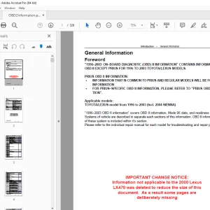 Toyota LEXUS LX 470 2000 ON–BOARD DIAGNOSTIC (OBD) II Manual PDF