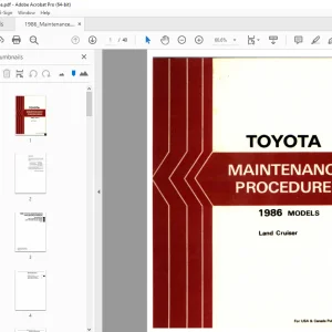 Toyota Land Cruiser 1986 Maintenance Manual - PDF DOWNLOAD