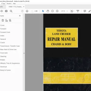 Toyota Land Cruiser FJ Chassis & Body Repair Manual - PDF DOWNLOAD
