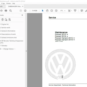 Volkswagen Passat 2015 & 2019 Passat Variant 2015 & 2019 Maintenance Manual PDF