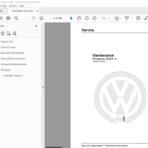 Volkswagen Phaeton 2003 Maintenace Manual - PDF DOWNLOAD