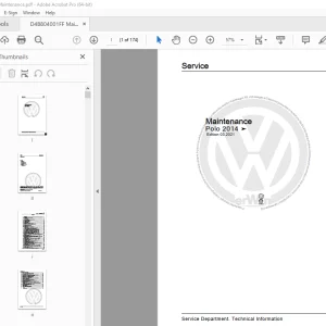 Volkswagen Polo 2014 Maintenance Manual - PDF DOWNLOAD