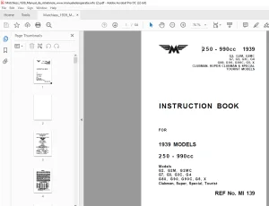 1939 MATCHLESS 250 - 990cc INSTRUCTION BOOK Manual -  PDF DOWNLOAD